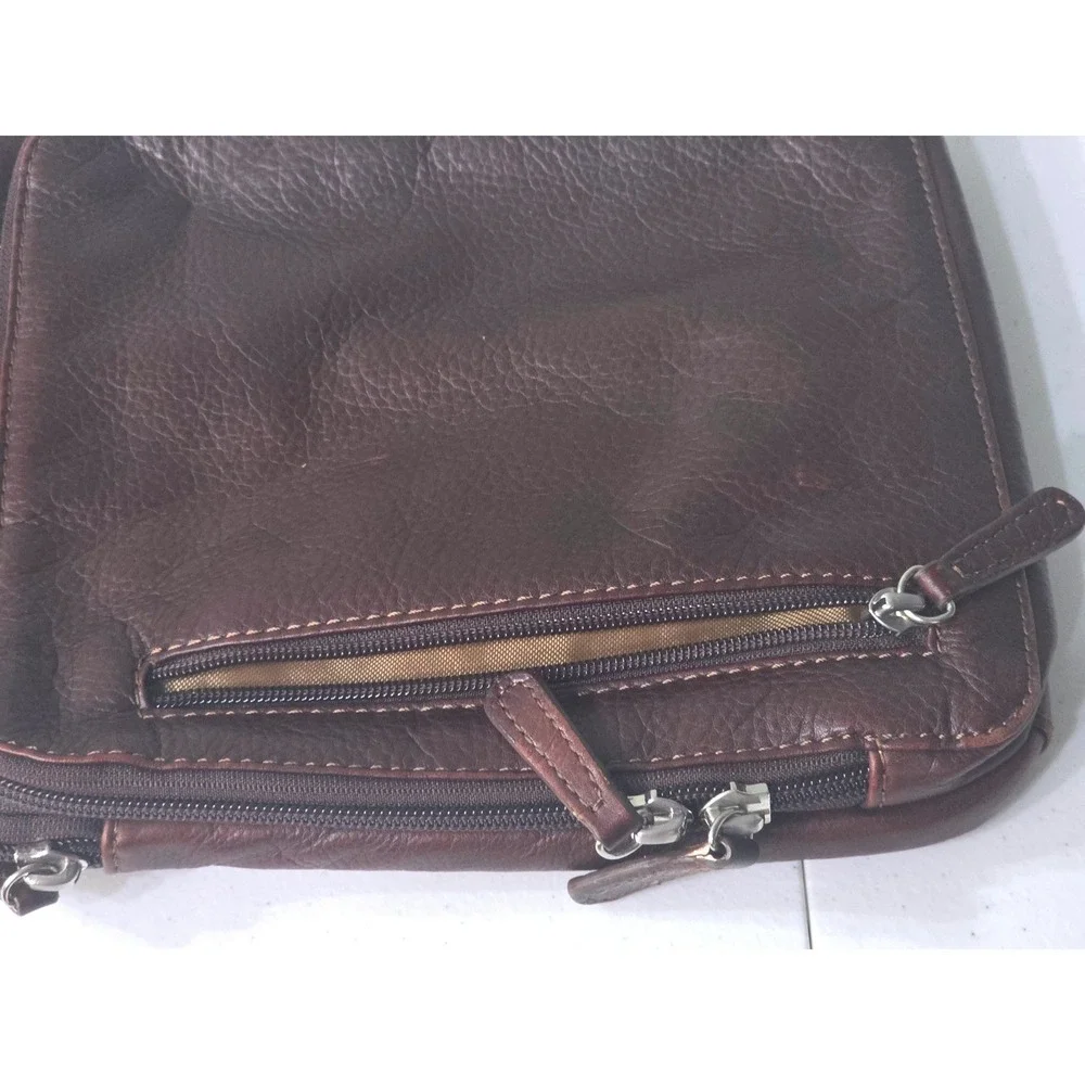 Osgoode Marley Genuine Leather Dark Brown Crossbody Messenger Bag Multi-Pocket